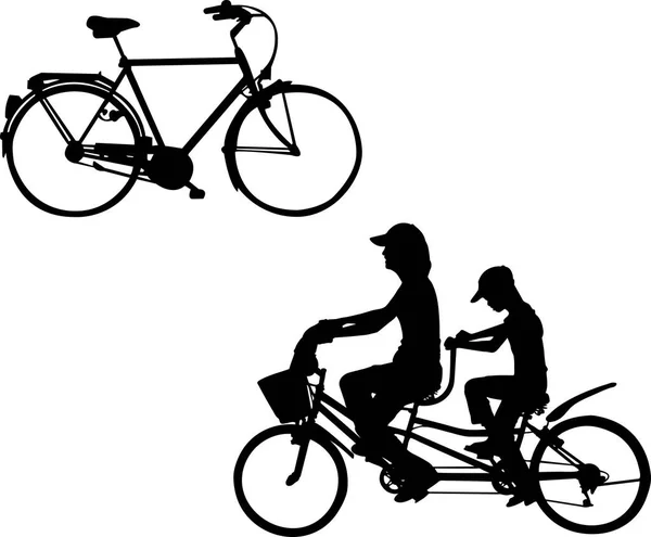 Bicycle Silhouettes Can Used Separately — Stock Vector