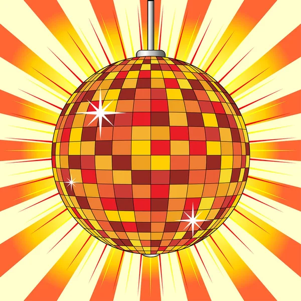 橙色星光背景下的派对镜像球 — 图库矢量图片