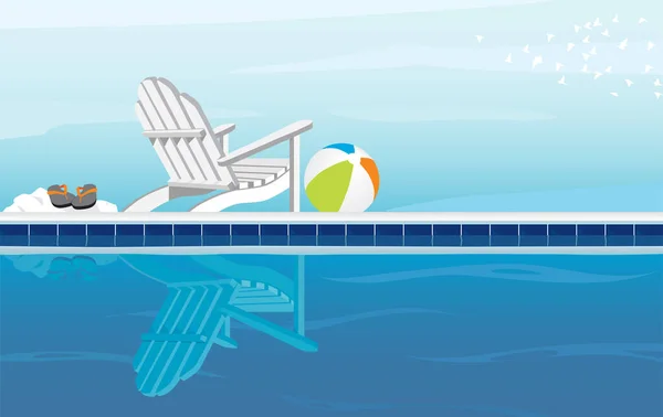 Entspannte Darstellung Von Schwimmbad Und Adirondack Stuhl Mit Flip Flops — Stockvektor