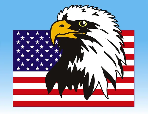 Amerikan Bayrağıyla Kartalın Vektör Çizimi — Stok Vektör