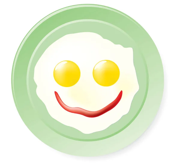 Смажені Яйця Кетчуп Формі Посмішки Векторні Ілюстрації Ізольовані Білому Тлі — стоковий вектор
