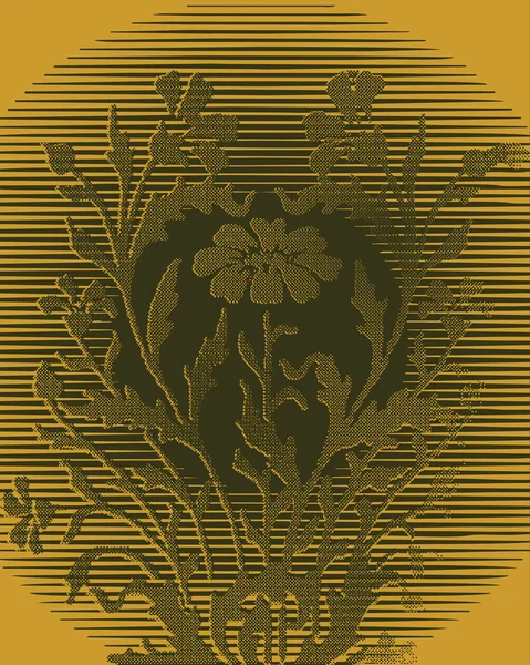 Rysunek Wektorowy Półton Tła Kwiatami Kółkami — Wektor stockowy