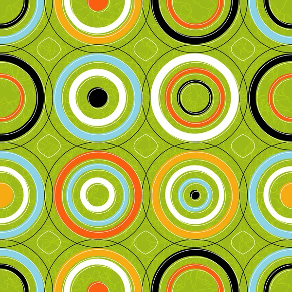 Seamless Retro Stylized Concentric Circles Tileable Seamless Easy Edit Layered — Stock Vector
