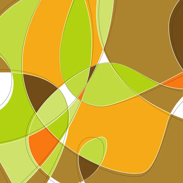 Retro Swirl Loopy Ιστορικό Κομψό Πορτοκαλί Πράσινο Και Καφέ Σχήματα — Διανυσματικό Αρχείο
