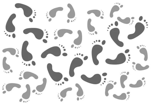 Stilisierte Graue Fußabdrücke Isoliert Auf Weißem Hintergrund — Stockvektor
