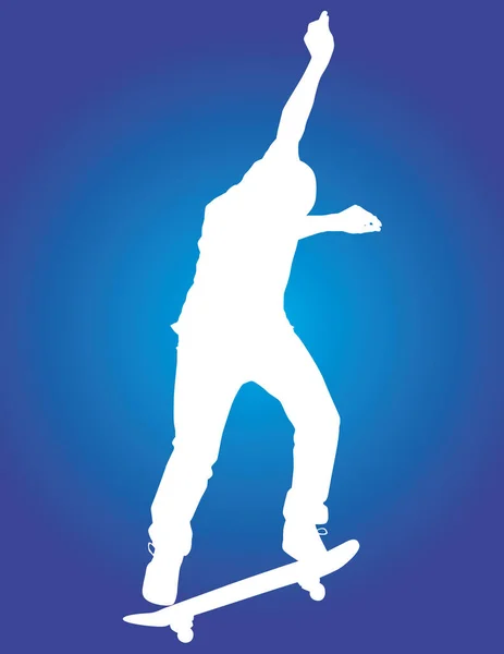 Skater Διάνυσμα Σιλουέτα Στη Μέση Ενός Πίσω Μέρος 180 — Διανυσματικό Αρχείο
