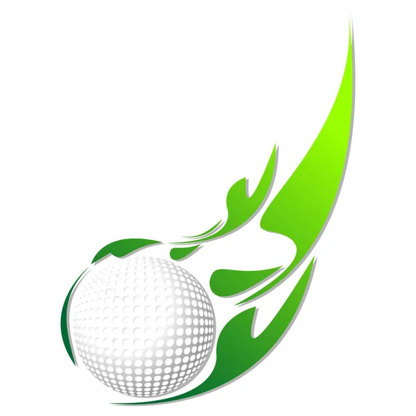 Golf Ball Green Effect Isolated White Background — Stock Vector