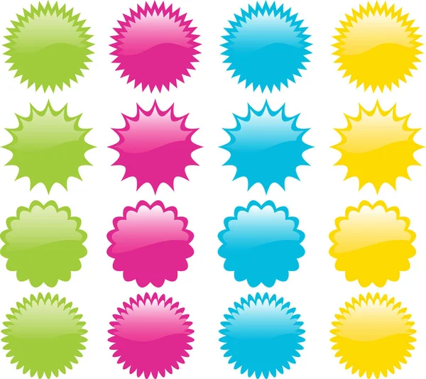 Parlak Renkli Startburst Düğmeleri — Stok Vektör