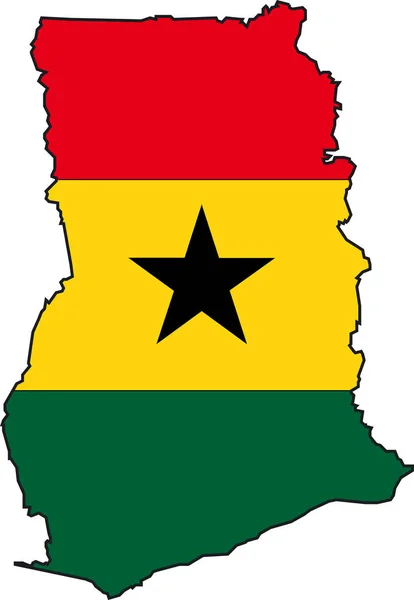 Ilustracja Wektor Mapy Flagi Ghany — Wektor stockowy