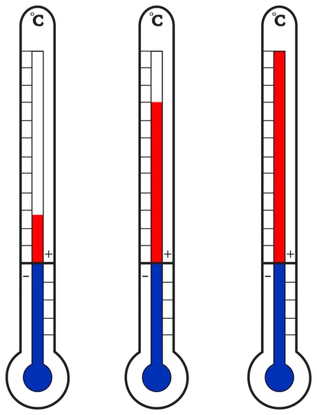 3つの温度計画像 ベクトル図 — ストックベクタ