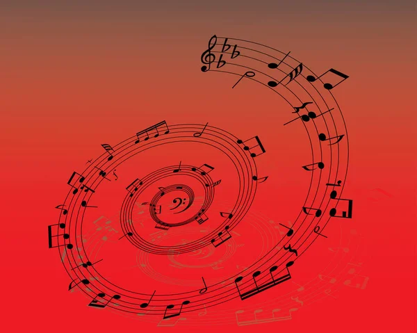 異なる音符と線を持つ抽象音楽の背景 — ストックベクタ