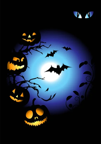 Halloween Gece Arka Plan Vektör Çizim — Stok Vektör