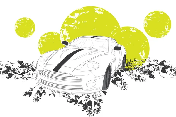 Fashion Car Grungy Background Swirls Curvy Design Elements Circles — Stock Vector