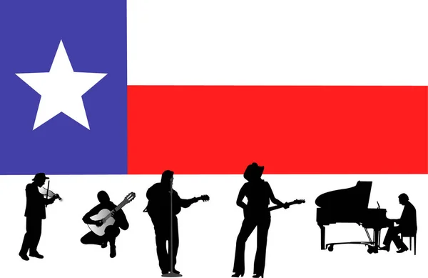 Country Musik Silhuetter Bild Vektor Illustration — Stock vektor