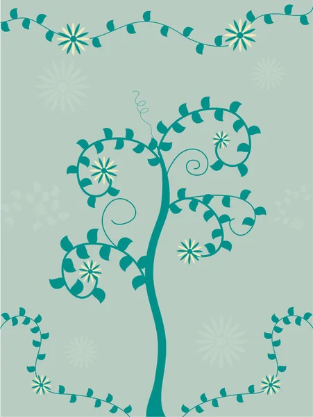 Illustration Dessinée Main Arbre Aux Branches Tourbillonnantes — Image vectorielle