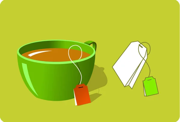 Φλιτζάνι Τσάι Και Τσάι Τσάντα — Διανυσματικό Αρχείο