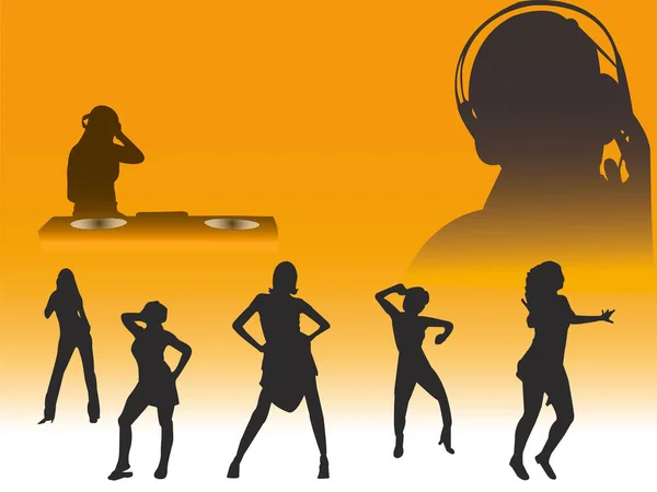 Club Dance Silhouetten Mehrere Silhouetten Mit Gradierhintergrund — Stockvektor
