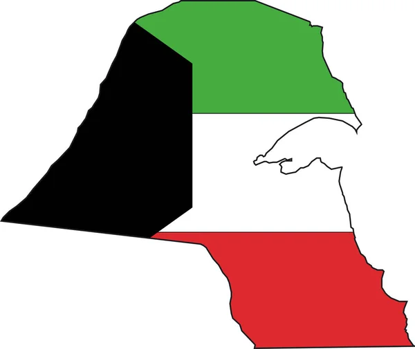 Illustrazione Vettore Una Mappa Bandiera Dal Kuwait — Vettoriale Stock