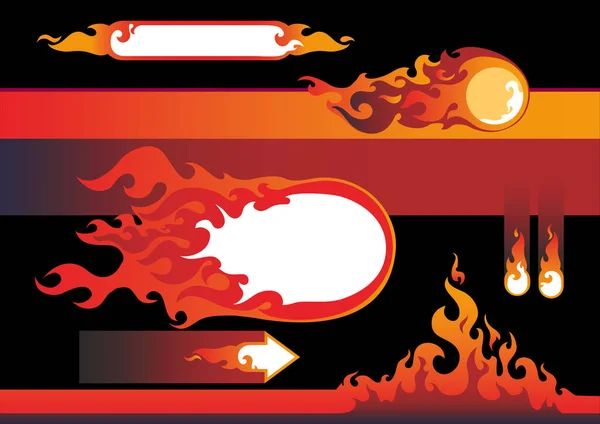 Lángok Tervezési Elemek Vektor Illusztráció Eps Formátumban — Stock Vector