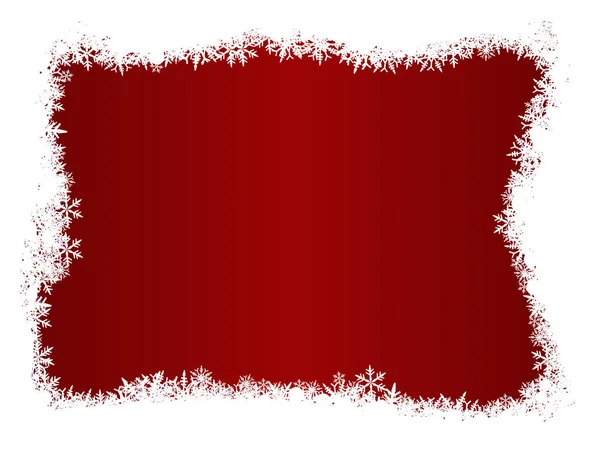 コピーパック付きの赤い背景の雪片の境界 — ストックベクタ