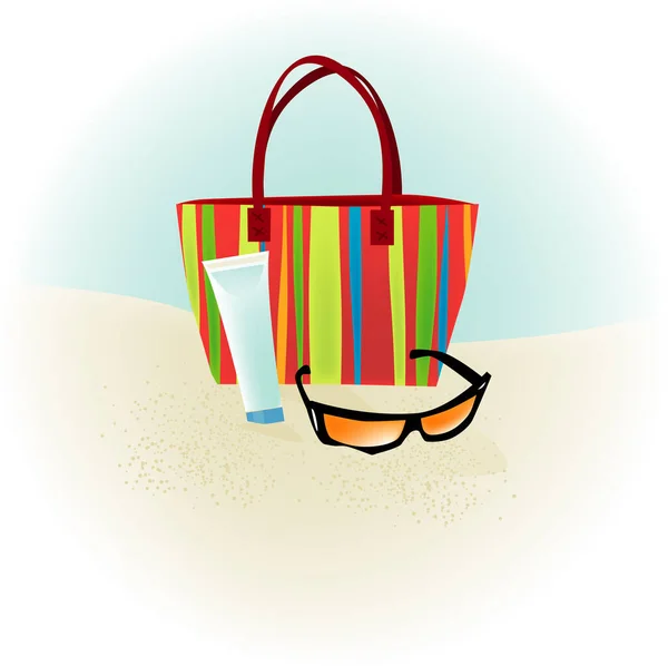 Beach Spot Illustration Beach Bag Sunglasses — Stock Vector