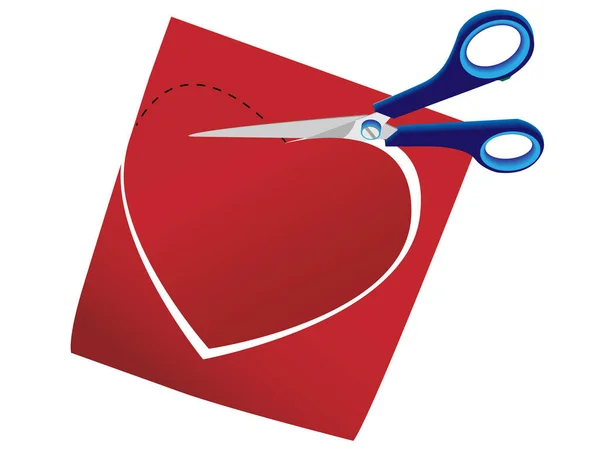 Ножницы Вырезают Фон Бумажного Сердца Векторе — стоковый вектор