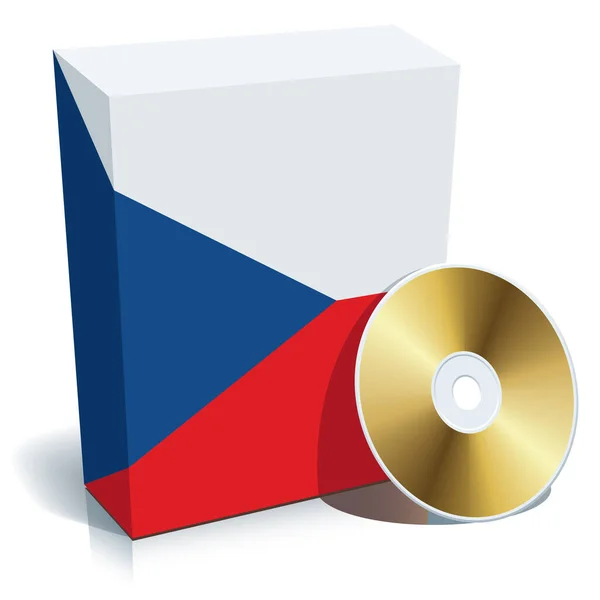 带有国旗颜色和Cd的捷克软件盒 — 图库矢量图片