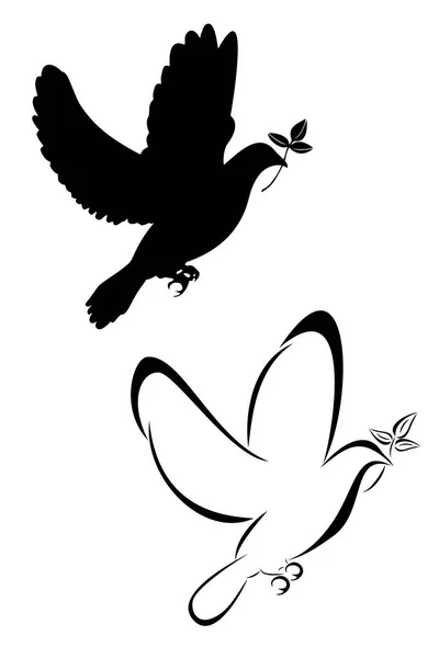 一套两只部落鸽子纹身 — 图库矢量图片