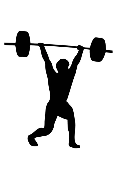 Eine Männliche Silhouette Gewichtheben — Stockvektor