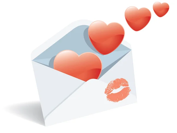 Love Mail Envelope Coração Batom Imprimir — Vetor de Stock