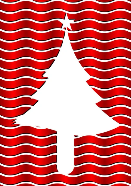 観賞用の赤いリボンで作られたクリスマスツリー — ストックベクタ
