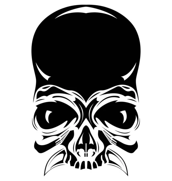 人間のベクトル黒頭蓋骨タトゥー — ストックベクタ