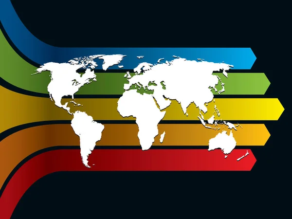 白色世界地图上的彩虹背景 概念商业图解 基本地图来自中央情报局的网站 — 图库矢量图片