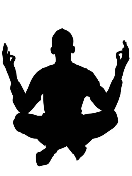 在与世隔绝的背景下做瑜伽的男人 — 图库矢量图片