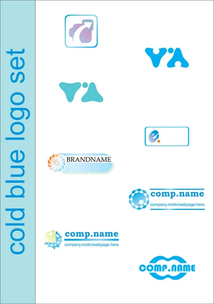Ilustração Logotipo Azul Definido Para Empresas — Vetor de Stock