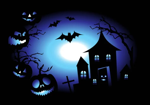 Halloween Nacht Achtergrond Vector Illustratie — Stockvector