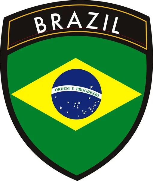 Illustration Brazil Vector Patch Flag — Stock Vector