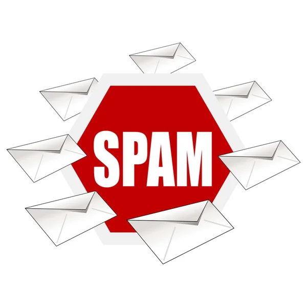 Stopp Spam Konzeptionelle Zeichen Isoliert Über Weißem Hintergrund — Stockvektor