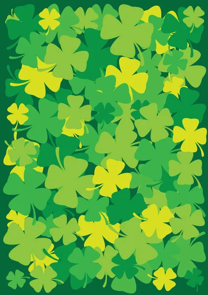 Patrick Day Four Leaf Hintergrund Mit Grüner Farbe Vier Blatt — Stockvektor
