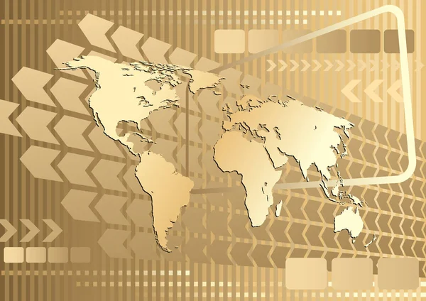 Stor Guld Världskarta Abstrakt Bakgrund Begreppsmässig Business Illustration Baskartan Från — Stock vektor