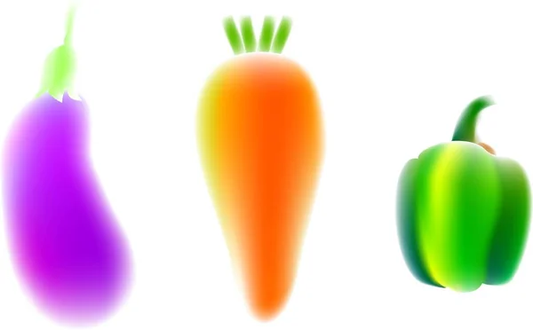 Ілюстрація Вектор Різноманітних Овочів Баклажанів Моркви Зеленого Перцю — стоковий вектор