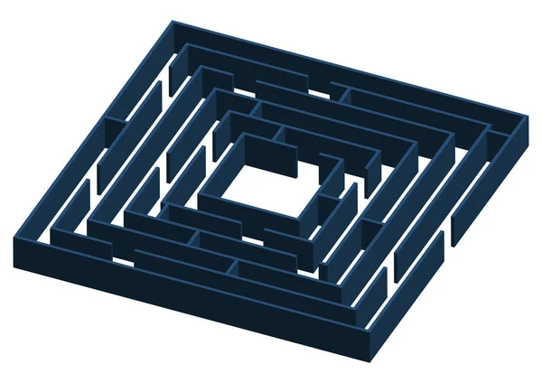 Parois Tridimensionnelles Labyrinthe Bleu Sur Fond Blanc — Image vectorielle