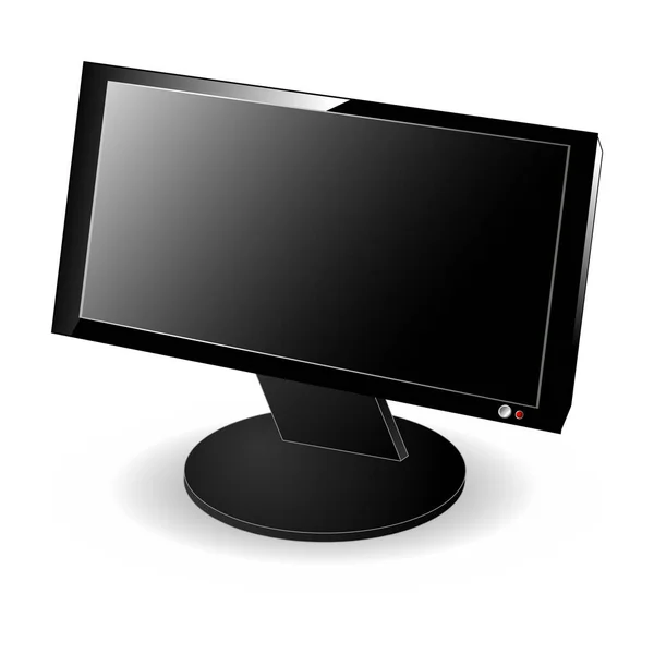 Siyah Lcd Bilgisayar Geniş Ekranı Beyaz Arkaplan Üzerinde Izole — Stok Vektör