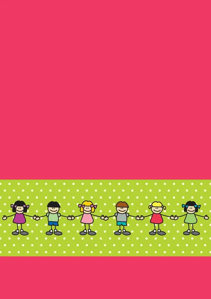 Enfants Garçons Filles Dansant Ensemble Tenant Main — Image vectorielle