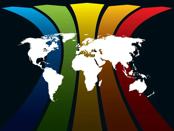 Weiße Weltkarte Auf Regenbogenhintergrund Konzeptionelle Geschäftsillustration Die Basiskarte Stammt Von — Stockvektor