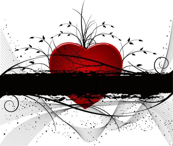 Diseño Abstracto Grunge Valentines Con Corazón — Archivo Imágenes Vectoriales