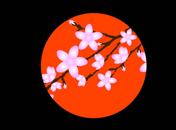 有樱花的日本背景 — 图库矢量图片