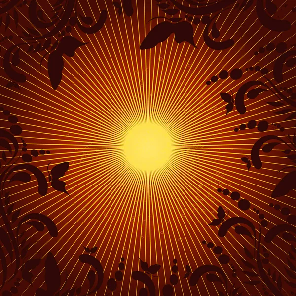 太陽と装飾の夏のベクトルの背景 — ストックベクタ