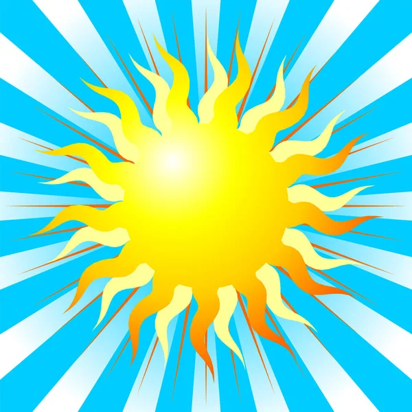 Representación Abstracta Del Sol Sobre Fondo Rayado Azul — Vector de stock