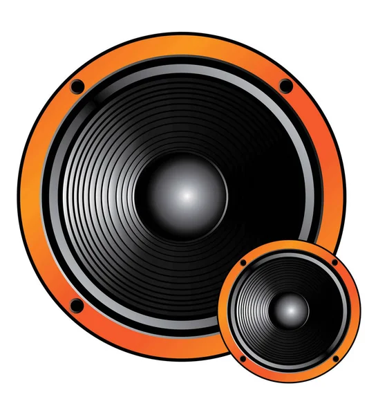 Zwei Lautsprecher Unterschiedlicher Größe Auf Weißem Hintergrund — Stockvektor